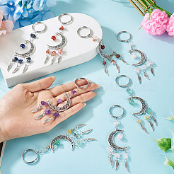 10Pcs Alloy Natural Mixed Stone Keychains&nbsp;KEYC-TAC00056