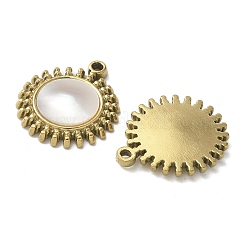 304 Stainless Steel Natural Paua Shell/White Shell Pendants Ion Plating(IP)&nbsp;STAS-U037-02G-01