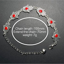 Vintage European Alloy Enamel Hamsa Hand Link Chain Bracelets for Women&nbsp;YP1014-2