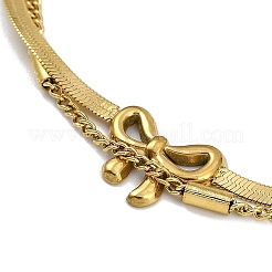 PVD Vacuum Plating 304 Stainless Steel 2-strand Chain Bracelets&nbsp;BJEW-Z077-06G