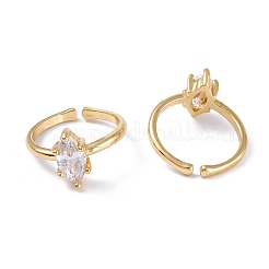 Brass Micro Pave Cubic Zirconia Cuff Rings&nbsp;RJEW-M138-15G