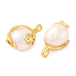 Rack Plating Brass & Natural Pearl Pendants&nbsp;KK-H486-17G