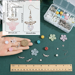 DIY Angel Acrylic & Alloy & Resin Rhinestone Beads Dangle Earring Making Kits&nbsp;DIY-SC0027-15