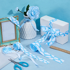 15 Yards 3 Styles Polyester Cloud Printed Grosgrain Ribbons&nbsp;OCOR-OC0001-76