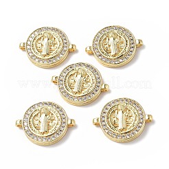 Eco-Friendly Rack Plating Brass Micro Pave Clear Cubic Zirconia Connector Charms&nbsp;KK-F845-03G