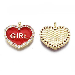 Brass Micro Pave Clear Cubic Zirconia Pendants&nbsp;KK-Q769-007-NF