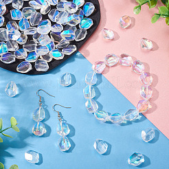 100Pcs Electroplate Transparent Glass Beads&nbsp;GLAA-TA0003-90A