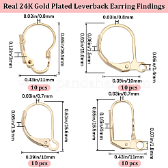 40Pcs 4 Style Brass Leverback Earring Findings&nbsp;KK-BBC0010-44