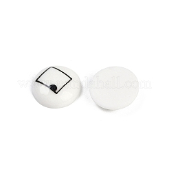 White and Black Flat Round Cartoon Resin Cabochons&nbsp;CRES-Q009-01A