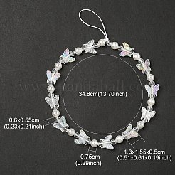 Acrylic Butterfly Pearl Beaded Mobile Straps&nbsp;HJEW-YW0001-01