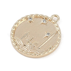 Brass Micro Pave Clear Cubic Zirconia Pendants&nbsp;KK-Z075-10G