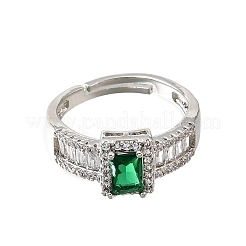 Brass Micro Pave Clear Cubic Zirconia Cuff Open Rings&nbsp;CU-CBA5C10-14P