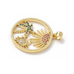 Brass Micro Pave Cubic Zirconia Pendants&nbsp;KK-P330-07A-G