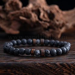 Natural Lava Rock Round Beads Stretch Stretch for Men Women&nbsp;AE5007