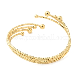 Rack Plating Brass Round Ball Cuff Bangle for Women&nbsp;BJEW-M298-10G