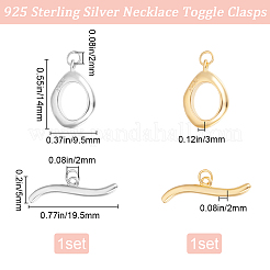 2Pcs 2 Colors 925 Sterling Silver Toggle Clasps&nbsp;STER-BBC0007-50