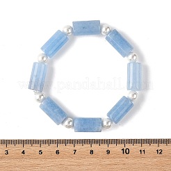 Dyed Natural Malaysia Jade Column and Shell Pearl Beaded Stretch Bracelets&nbsp;BJEW-JB14349-02