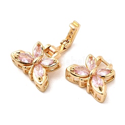 Brass Micro Pave Cubic Zirconia Fold Over Clasps&nbsp;KK-C075-35G