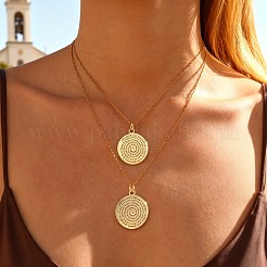 304 Stainless Steel Yoga Coin Pendant Necklaces for Women&nbsp;WG93E5C-01
