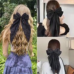 2Pcs 2 Style Polyester/Cloth Bowkont Hair Barrettes for Women Girls&nbsp;DIY-TA0011-57