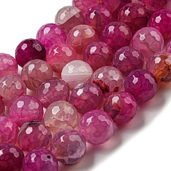 Faceted Natural Dragon Veins Agate Beads Strands&nbsp;G-F447-12mm-I04