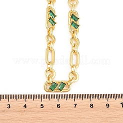 7MM Brass Pave Cubic Zirconia Figaro Chain Necklaces&nbsp;NJEW-D324-05G-03