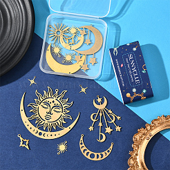 19Pcs 10 Styles Brass Filigree Joiners Links & Pendants&nbsp;KK-SC0006-84