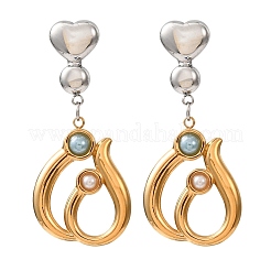 304 Stainless Steel & Plastic Pearl Stud Dangle Earrings&nbsp;SA-G607-04GP