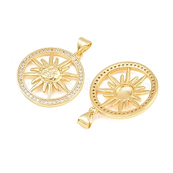 Brass Micro Pave Clear Cubic Zirconia Pendants&nbsp;KK-D232-18G-01