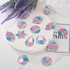 32Pcs 8 Style Spray Painted 430 Stainless Steel Filigree Big Pendants&nbsp;STAS-BY0001-14