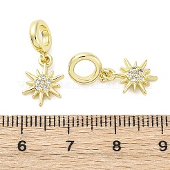 Brass Micro Pave Cubic Zirconia European Dangle Charms&nbsp;KK-D325-13G