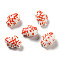 Handmade Printed Porcelain Beads, Hand Painted Ceramic Beads, Fish, Red, 14.5~15x11.5~12x7~7.5mm, Hole: 1.6mm