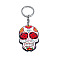 Plastic Pendant Keychain, with Iron Key Rings, Skull, White, Pendant: 5.7x4cm