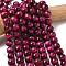 Natural Rose Tiger Eye Beads Strands, Dyed & Heated, Round, Deep Pink, 10mm, Hole: 1mm