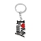 Alloy Enamel Keychains, Word with Heart, Platinum, 10.9cm