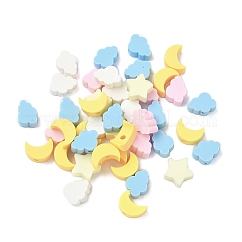 Handmade Polymer Clay Beads, Moon/Star/Cloud, Mixed Color, 7~10x6~10x4.5mm, Hole: 1.8mm