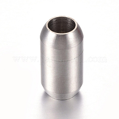 Tarnish Resistant 304 Stainless Steel Magnetic Clasps with Glue-in Ends, Matte Surface, Oval, Stainless Steel Color, 19x10mm, Hole: 6mm