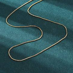Brass Venetian Chain, Box Chain Necklaces, with Lobster Claw Clasps and Slider Beads, Long-Lasting Plated, Real 18K Gold Plated, 17.71 inch(45cm), 0.8mm