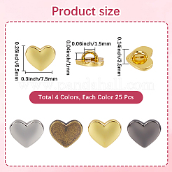 100Pcs 4 Styles Alloy Shank Buttons&nbsp;DIY-CY0001-20B