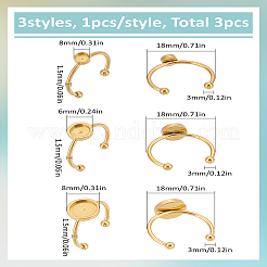 3Pcs 3 Styles 201 Stainless Steel Cuff Pad Ring Settings&nbsp;FIND-LP0001-07G