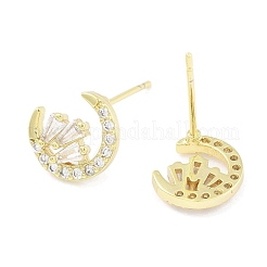 Brass Pave Clear Cubic Zirconia Stud Earring&nbsp;EJEW-S217-G06