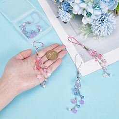 4Pcs 2 Style Acrylic & Glass Mobile Straps&nbsp;HJEW-WR00017