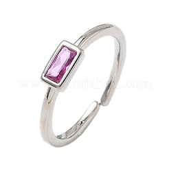Rectangle Brass with Glass Cuff Rings for Women&nbsp;RJEW-Z111-05P