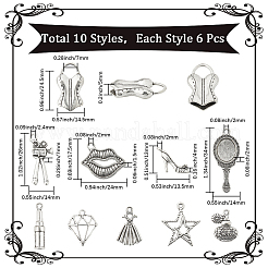 60Pcs 10 Styles Tibetan Style Alloy Pendants Sets&nbsp;TIBEP-SC0003-21