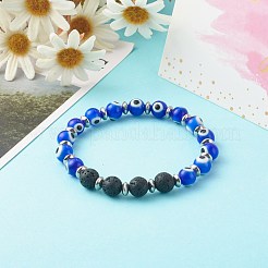 Handmade Evil Eye Lampwork Beaded Stretch Bracelets&nbsp;BJEW-JB06466-01