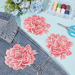 4Pcs Peony Polyester Embroidery Sew On Patches&nbsp;PATC-CY0001-72A