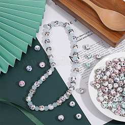 210Pcs 7 Colors Floral Printed Porcelain Beads&nbsp;PORC-CA0001-16