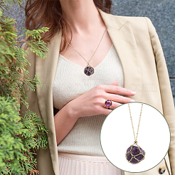 Brass Macrame Pouch Necklace Making for Gemstone Nuggets&nbsp;NJEW-PH01556