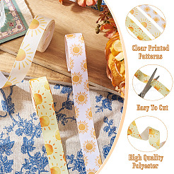 3Rolls 3 Colors Sun Pattern Polyester Ribbon&nbsp;OCOR-TA0003-30