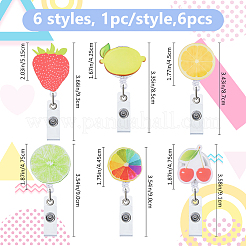 6Pcs 6 Styles Fruit Theme Acrylic Badge Reel&nbsp;AJEW-FH0007-78